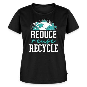 Reduzieren Sie die Wiederverwendung Recycle Earth Day Umweltschützer - Frauen Premium Bio T-Shirt - Schwarz - Vorne - Selfina (174cm)