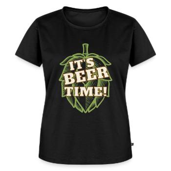 Bier Zeit - Frauen Premium Bio T-Shirt - Schwarz - Vorne - Selfina (174cm)
