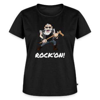 Rock on Heavy Metal Opa Rocker Hard Rock Festival - Frauen Premium Bio T-Shirt - Schwarz - Vorne - Selfina (174cm)