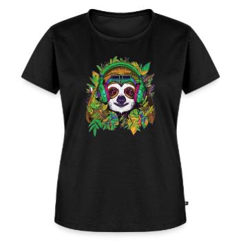 House Musik Party Faultier Musik Festival - Frauen Premium Bio T-Shirt - Schwarz - Vorne - Selfina (174cm)