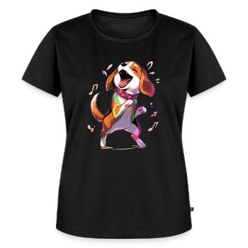 Happy Dance Dog Dancing Beagle - Frauen Premium Bio T-Shirt - Schwarz - Vorne - Selfina (174cm)