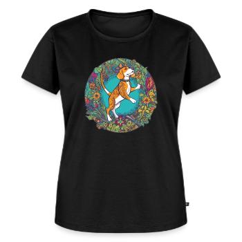 Flora Dog Niedlicher Beagle Hundeliebhaber - Frauen Premium Bio T-Shirt - Schwarz - Vorne - Selfina (174cm)