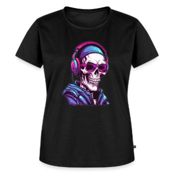 Rave Skull Cyberpunk Party Skeleton - T-shirt Premium bio Femme - noir - Devant - Selfina (174cm)