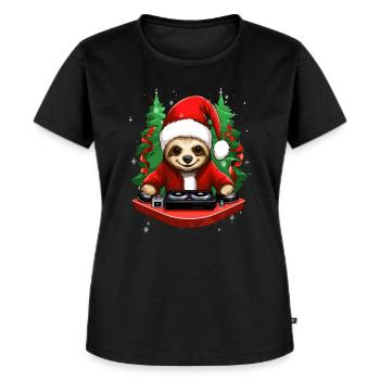 Party Christmas Sloth EDM Winter Party - Frauen Premium Bio T-Shirt - Schwarz - Vorne - Selfina (174cm)
