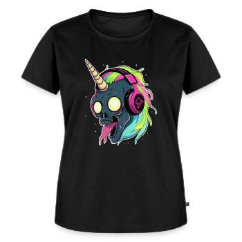 Rainbow Rave Unicorn DJ EDM Festival - T-shirt Premium bio Femme - noir - Devant - Selfina (174cm)