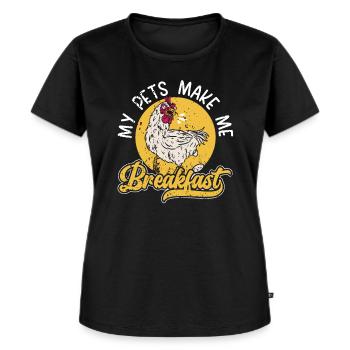 Hühnerzüchter Hühnerflüsterer Nutztier - Frauen Premium Bio T-Shirt - Schwarz - Vorne - Selfina (174cm)