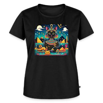 Bastet Ägyptische Göttin Ägypten Pyramide Ägypten - Frauen Premium Bio T-Shirt - Schwarz - Vorne - Selfina (174cm)