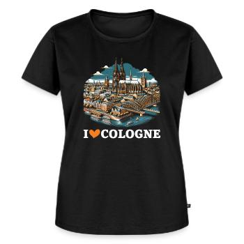 Köln Deutschland Reisen Urlaub Ich liebe Köln - Frauen Premium Bio T-Shirt - Schwarz - Vorne - Selfina (174cm)