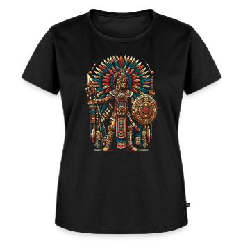 Aztekischer Krieger Mexikanische Azteken-Zivilisation - Frauen Premium Bio T-Shirt - Schwarz - Vorne - Selfina (174cm)