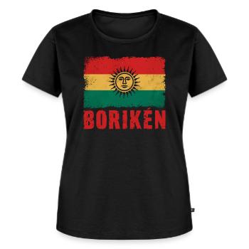 Taino-Indianer Puerto Rico Boricua Puerto-Ricaner - Frauen Premium Bio T-Shirt - Schwarz - Vorne - Selfina (174cm)