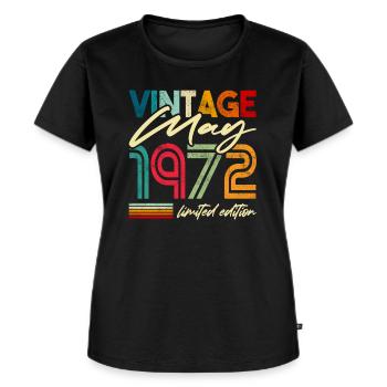 Vintage geboren mei 1972 Verjaardagsjaar 1972 - Vrouwen Premium Bio T-shirt - zwart - Voor - Selfina (174cm)
