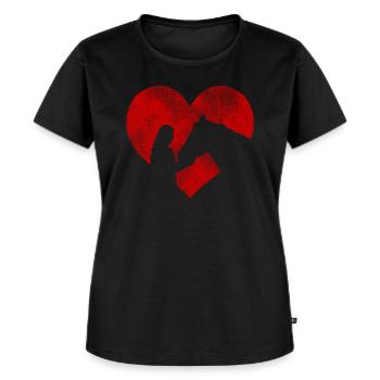 Herz Pferd Liebhaberin Frau Liebe Pferde - Frauen Premium Bio T-Shirt - Schwarz - Vorne - Selfina (174cm)