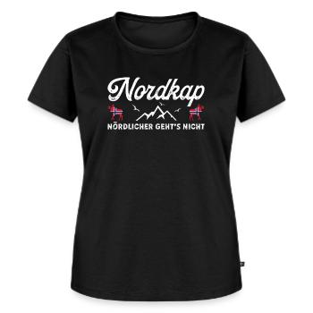 Noorwegen Noorwegen Norge Moose Noorwegen Vlag Noordkaap - Vrouwen Premium Bio T-shirt - zwart - Voor - Selfina (174cm)