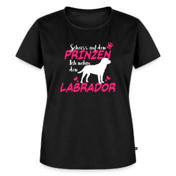 SCHEISS AUF DEN PRINZEN ICH NEHM DEN LABRADOR - Frauen Premium Bio T-Shirt - Schwarz - Vorne - Selfina (174cm)