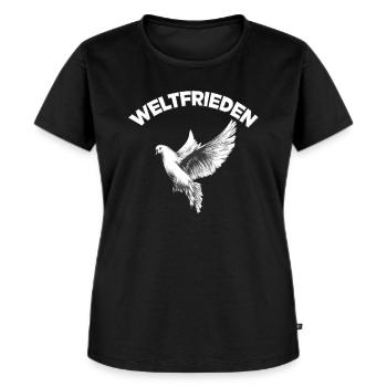 Weltfrieden / Friedenstaube / Peace - Frauen Premium Bio T-Shirt - Schwarz - Vorne - Selfina (174cm)