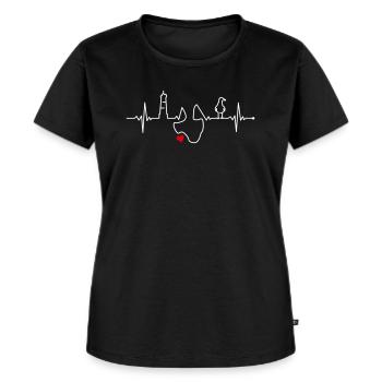 I Love Jadebusen weiß - Frauen Premium Bio T-Shirt - Schwarz - Vorne - Selfina (174cm)