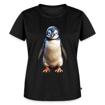 Pinguin - Frauen Premium Bio T-Shirt - Schwarz - Vorne - Selfina (174cm)