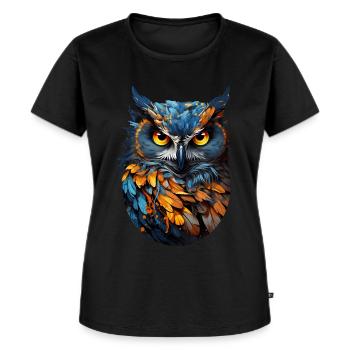 Eule - Frauen Premium Bio T-Shirt - Schwarz - Vorne - Selfina (174cm)
