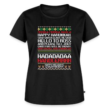 Monica Monica Monica Happy Hanukkah Saw Santa - Frauen Premium Bio T-Shirt - Schwarz - Vorne - Selfina (174cm)