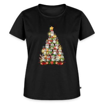 Owls Christmas Tree Funny Owl Lovers Sarcastic - Frauen Premium Bio T-Shirt - Schwarz - Vorne - Selfina (174cm)