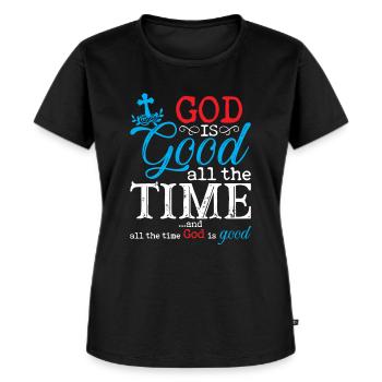 God is altijd goed en altijd God - Vrouwen Premium Bio T-shirt - zwart - Voor - Selfina (174cm)