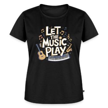 Let the Music Play Retro Design - Premium økologisk T-shirt til kvinder - sort - Foran - Selfina (174cm)