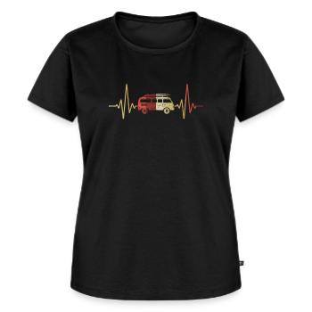 Wohnwagen Van Wohnmobil Camping Herzschlag Motiv - Frauen Premium Bio T-Shirt - Schwarz - Vorne - Selfina (174cm)