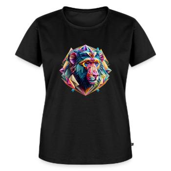 Geometrische Fauna, Affe, Schimpanse, Geo wild - Frauen Premium Bio T-Shirt - Schwarz - Vorne - Selfina (174cm)