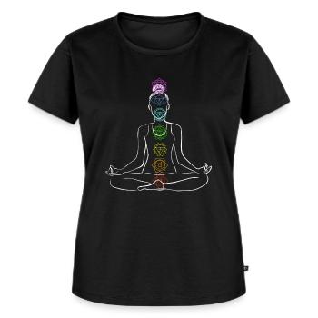 Chakra - Frauen Premium Bio T-Shirt - Schwarz - Vorne - Selfina (174cm)