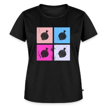 Onion Lover Retro Vegetables Vegan Gift idea - Frauen Premium Bio T-Shirt - Schwarz - Vorne - Selfina (174cm)