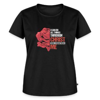 Rozen Ik ben Waymaker Jezus Christelijke Bijbel - Vrouwen Premium Bio T-shirt - zwart - Voor - Selfina (174cm)