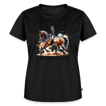 Dressage fille aquarelle dressage cavalier sur cheval - T-shirt Premium bio Femme - noir - Devant - Selfina (174cm)