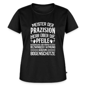 Bogenschießen Bogen Schütze Bogenschütze Pfeil - Frauen Premium Bio T-Shirt - Schwarz - Vorne - Selfina (174cm)