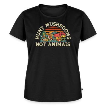Hunting Mushrooms Not Animals Mycology Foraging - Women's Premium Organic T-shirt - black - Front - Selfina (174cm)