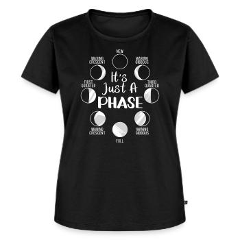 Es Ist Nur Eine Phase Mondzyklus Phasen Des Mondes - Frauen Premium Bio T-Shirt - Schwarz - Vorne - Selfina (174cm)