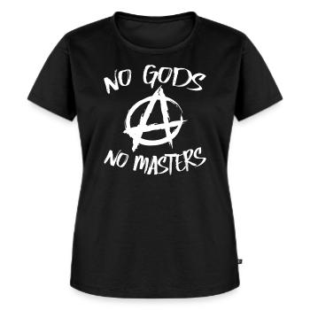 Pas de Dieu Pas de Maître Athée Agnostique - T-shirt Premium bio Femme - noir - Devant - Selfina (174cm)