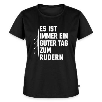 Ruderer Rudern Ruder Rudersport Geschenk - Frauen Premium Bio T-Shirt - Schwarz - Vorne - Selfina (174cm)