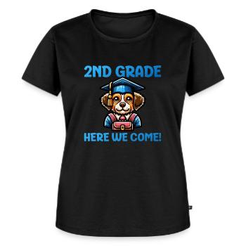 2e année Nous voici - T-shirt Premium bio Femme - noir - Devant - Selfina (174cm)