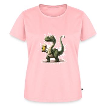 Dinosaurier brontosaurus Bier - Frauen Premium Bio T-Shirt - Rosa - Vorne - AI Model Female 172 dark (172cm)