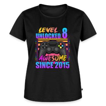 Video Game Level 8 Unlocked Awesome Since 2015 - Frauen Premium Bio T-Shirt - Schwarz - Vorne - Selfina (174cm)