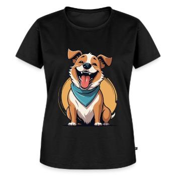 Laughing Dog - Women's Premium Organic T-shirt - black - Front - Selfina (174cm)