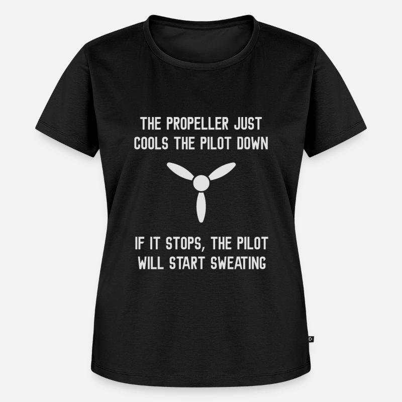 Luftfahrt - Der Propeller kühlt den Piloten einfach ab - Frauen Premium Bio T-Shirt - Schwarz
