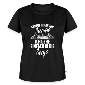 Andere gehen zur Therapie | Ich gehe in die Berge - Frauen Premium Bio T-Shirt - Schwarz - Vorne - Selfina (174cm)