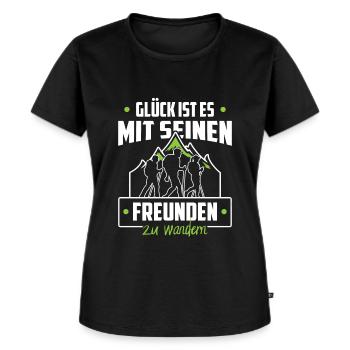 Wandern Freunde Bergsteigen Glück Wanderung - Frauen Premium Bio T-Shirt - Schwarz - Vorne - Selfina (174cm)