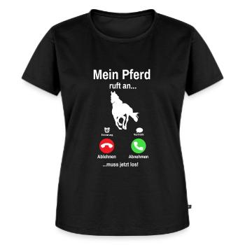 Mein Pferd Ruft An Lustiges Pferde - Frauen Premium Bio T-Shirt - Schwarz - Vorne - Selfina (174cm)