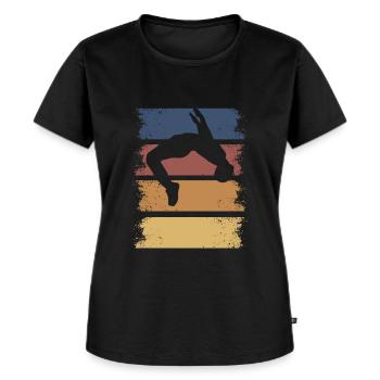 Parkour Freerunning Backflip Retro - T-shirt Premium bio Femme - noir - Devant - Selfina (174cm)