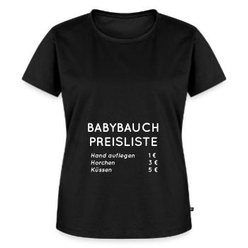 Babybauch Preisliste - Frauen Premium Bio T-Shirt - Schwarz - Vorne - Selfina (174cm)