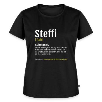 Steffi Name Definition - Frauen Premium Bio T-Shirt - Schwarz - Vorne - Selfina (174cm)