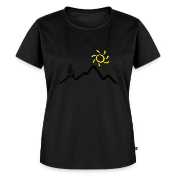 Wanderer am Berg bei Sonnenschein, wandern - Frauen Premium Bio T-Shirt - Schwarz - Vorne - Selfina (174cm)