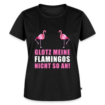 Flamingo T-Shirt für Damen - Frauen Premium Bio T-Shirt - Schwarz - Vorne - Selfina (174cm)